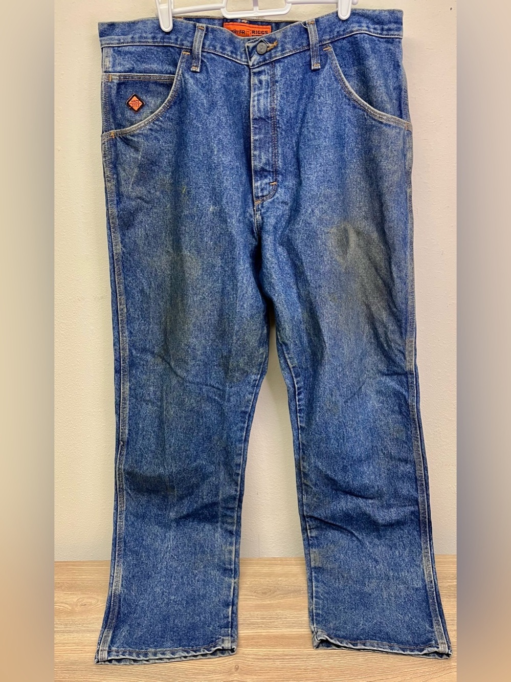Wrangler Riggs Workwear FR Jeans Mens 38x32 Flame Resistant Work Blue CAT2